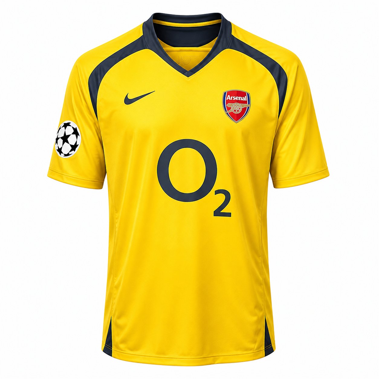 2006 champions league final kits Arsenal yellow away Nike O2 sponsor Thierry Henry vintage football shirt